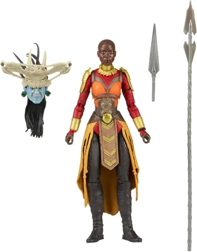 Vista 2 de Marvel - Serie Legends Black Panther Wakanda Forever Okoye, figura de acción de 6 pulgadas con 2 accesorios y 1 pieza de construcción, MCU