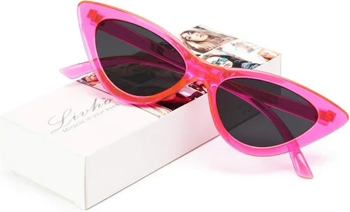 Vista 6 de Livhò Gafas de sol retro vintage angostas ojo de gato para mujer, con marco de plástico