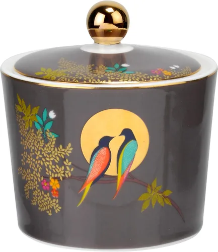 Vista 2 de Portmeirion Sara Miller Chelsea - Azucarero cubierto de 10 onzas, porcelana fina con acento de oro de 22 quilates, recipiente decorativo para azúcar