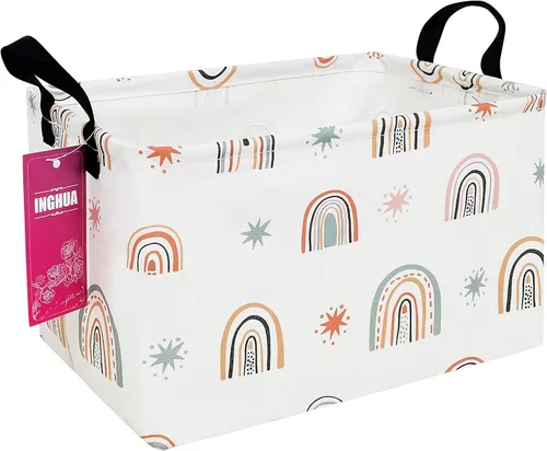 Vista 24 de Cesta de almacenamiento rectangular de tela con organizador de tela para juguetes, libros, ropa, regalos, mascotas - Perfecta para el hogar Rec