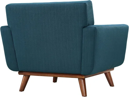Vista 6 de Modway Engage - Sillón de una pieza tapizado con tela y sofá de dos piezas de estilo de mediados de siglo, Tela, Celeste
