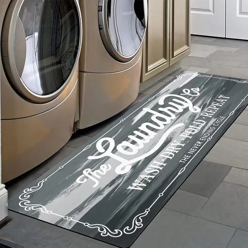 Vista 16 de Pauwer - Alfombra de cocina estilo granja, 20"X48", beige, antideslizante, lavable, hecha a máquina Goma, lavable, duradero, fácil de limpiar