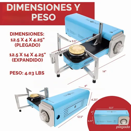 Vista 2 de GasOne GS-8300 - Estufa compacta de butano con estuche de transporte, estufa portátil plegable
