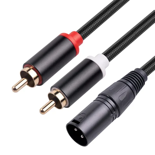 Vista 8 de Cable de conexión doble RCA a XLR macho y divisor en Y, desequilibrado 2 RCA/Phono Plug a 1 XLR Splitter Duplicator Cable Adaptador Y