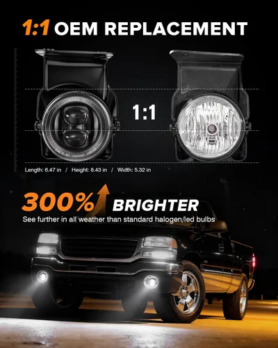Vista 3 de Nueva versión de luces antiniebla LED ensambladas Compatibles con modelos GMC Sierra 1500/2500/3500 2003-2006 y 2007 Sierra Classic; lámparas