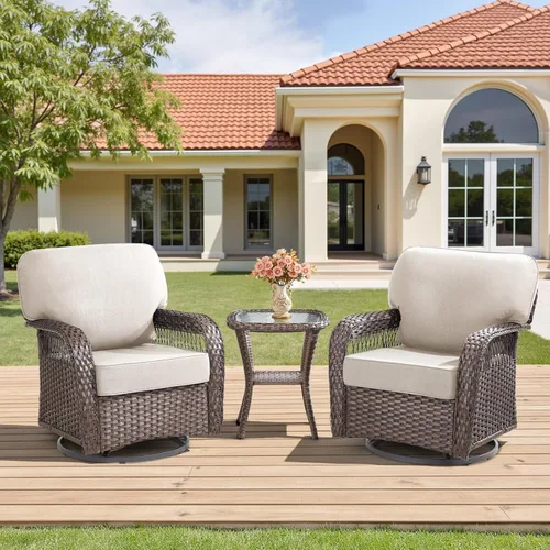 Vista 32 de Sofá de mimbre para patio al aire libre de 75 pulgadas, sofá de ratán para todo tipo de clima, sofá de respaldo alto con asiento profundo y funda