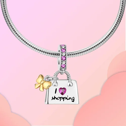 Vista 2 de Abalorio de plata de ley 925 para madre, hija, abuela, para familia, amor, madre, hija, abuela, para pulseras, collares, dijes, abalorios, joyería