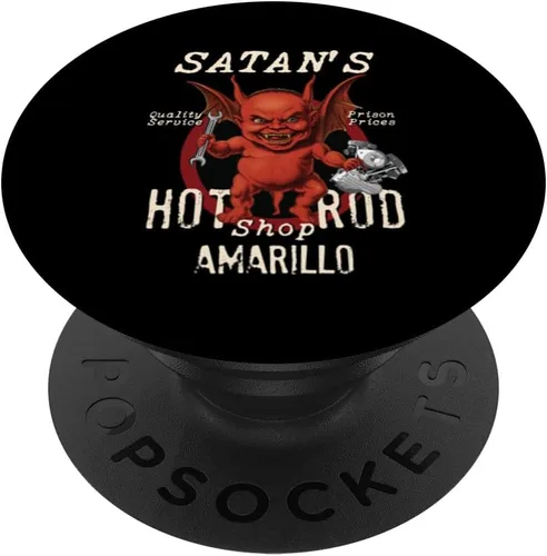 Vista 6 de Satan's Retro Hot Rod Shop Fat Devil AMARILLO Shovelhead PopSockets MagSafe PopGrip for iPhone