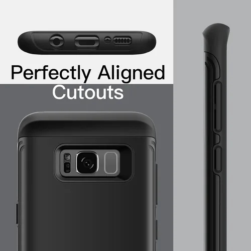 Vista 6 de JETech Funda a prueba de golpes para Samsung Galaxy S8, cubierta protectora de doble capa con absorción de golpes (negro)