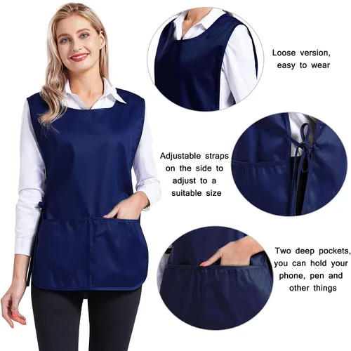 Vista 5 de Nanxson Delantal de zapatero unisex con 2 bolsillos profundos, paquete de 2 Smock con lazos laterales para el trabajo de la cocina CF3137