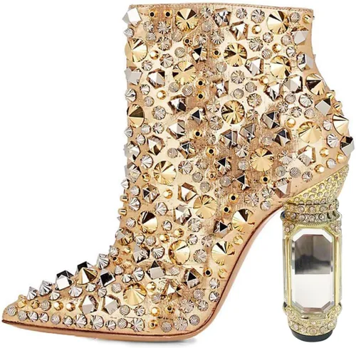 Vista 75 de FSJ Botas de tacón alto con punta puntiaguda para mujer, con tacón alto, con cremallera lateral brillante, estilo casual, para uso diario, zapatos