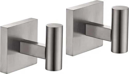 Vista 17 de KOKOSIRI Ganchos para batas de baño, ganchos para toallas, ganchos montados en la pared, accesorios de baño, paquete de 2 unidades, color negro