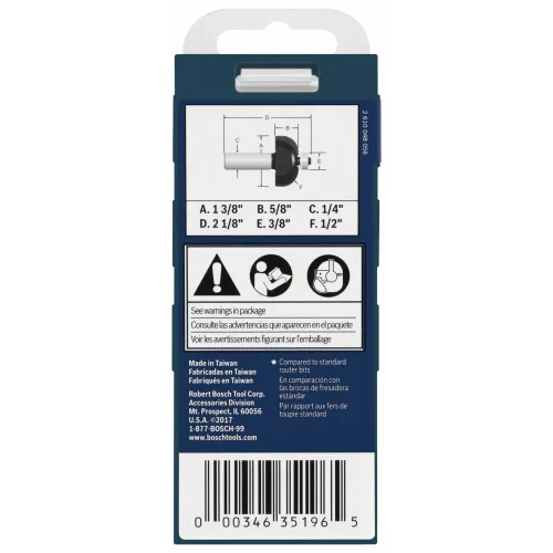 Vista 3 de Bosch 85207MC Broca de enrutador de cala con punta de carburo de 1/2 pulgada x 5/8 pulgadas