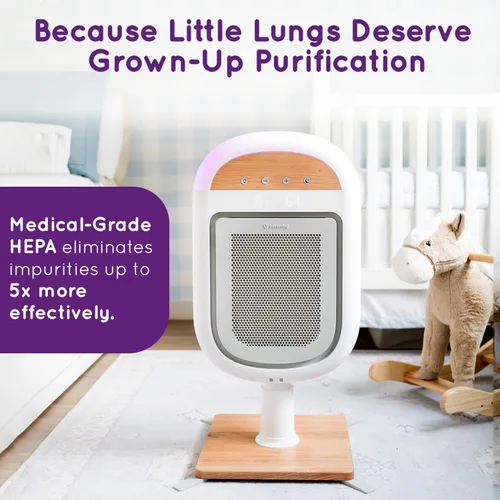 Vista 3 de Purificador de aire para bebé Diseño patentado de sueño seguro Filtración HEPA de grado médico Calidad del aire precisa láser y sensores