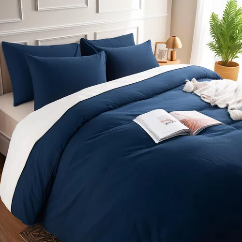 Vista 52 de NEXHOME PRO Funda de edredón Twin XL 100% algodón lavado, transpirable, duradera, texturizada, similar al lino, juego de ropa de cama para el hogar