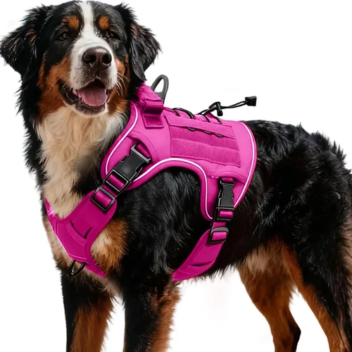 Vista 93 de Arnés táctico para perros grandes, chaleco reflectante ajustable sin tirones con sistema Molle, control de grado militar K9 para entrenamiento