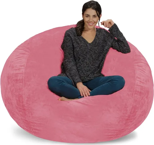 Vista 14 de Silla Chill Sack Bean Bag: muebles de espuma de memoria gigante y una tumbona grande. Gran sofá con gran cubierta de gamuza suave resistente al