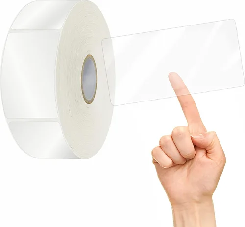 Vista 10 de 1000 calcomanías redondas transparentes, transparentes, autoadhesivas, paquete con línea de perforación para sobres, cajas y embalaje de regalo