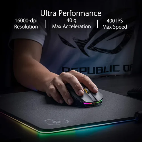 Vista 2 de ASUS ROG Chakram Wireless Aura Sync RGB - Sensor óptico para juegos de 16000 DPI