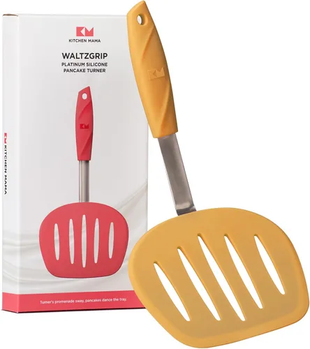 Vista 9 de Kitchen Mama WaltzGrip Platinum Espátula de Silicona para Tortitas y Volteador: Resistente al Calor, Flexible, Núcleo de Acero Inoxidable