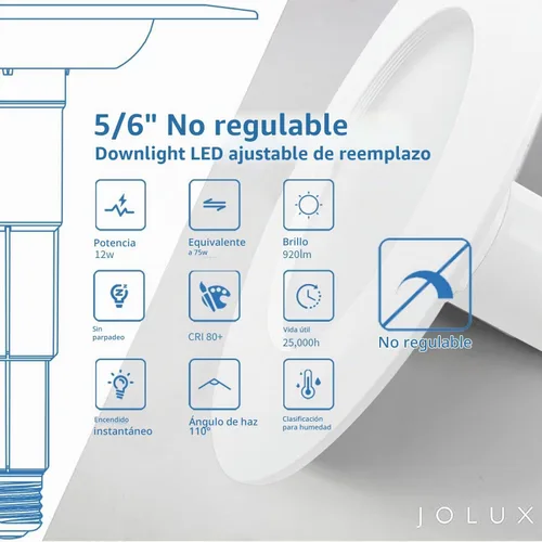Vista 3 de Jolux Paquete de 6 focos LED retrofit no regulables de 5/6 pulgadas, 3000 K 3000 K (blanco cálido) _6