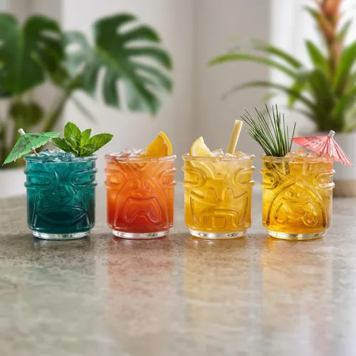 Vista 5 de Final Touch Tiki - Vasos de cóctel, transparentes, juego de 4, 12 oz