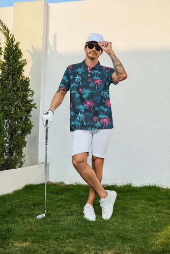Vista 6 de Camisas polo divertidas para hombre de los años 80, camisas de golf de secado rápido que absorben la humedad, divertidas camisas polo de golf