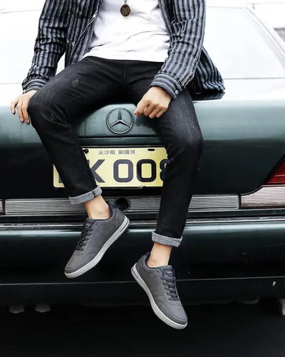 Vista 9 de ASTERO - Zapatos casuales para hombre vestido de moda antideslizante y bajo de piel sintética zapatos para caminar M