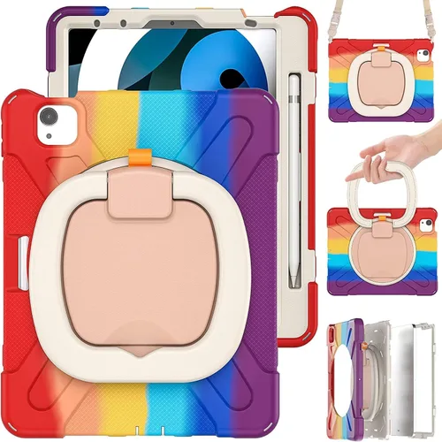 Vista 18 de Funda para iPad Air de 3ª generación – Funda resistente para niños con soporte giratorio, soporte para lápices y correa de transporte para iPad
