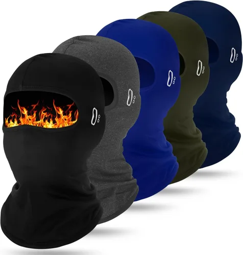 Vista 19 de Suhine 5 Piezas Máscara de Esquí de Pasamontañas Invierno, Resistente al Viento, Máscara Facial Completa Térmica para Clima Frío con Raya