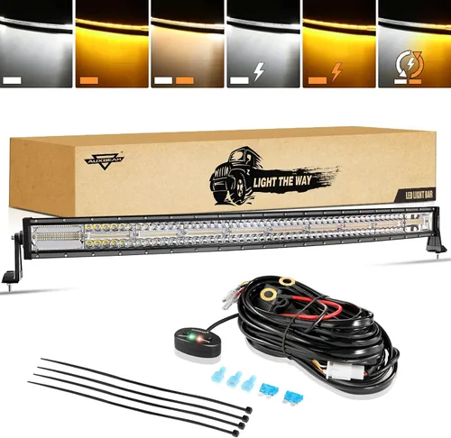 Vista 21 de Auxbeam Barra de luz LED de 3 pulgadas, 72 W, color ámbar/blanco, luces de conducción todoterreno para camión, SUV, barco, 4x4, Jeep Wrangler