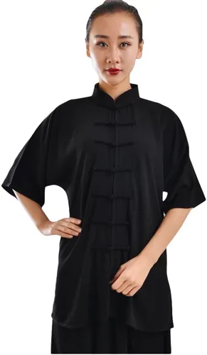 Vista 5 de ZooBoo Unisex Ropa de Ejercicio de Mañana, Traje de Tai Chi de Algodón con Mangas Cortas, Uniforme de Kung Fu