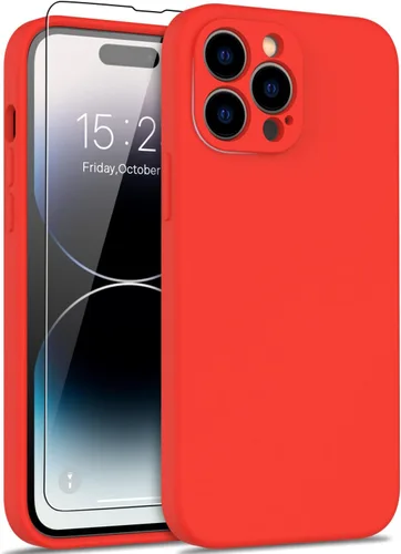 Vista 18 de DEENAKIN Funda compatible con iPhone 14 Plus con protector de pantalla, funda mejorada para cámara, goma de gel de silicona suave probada contra