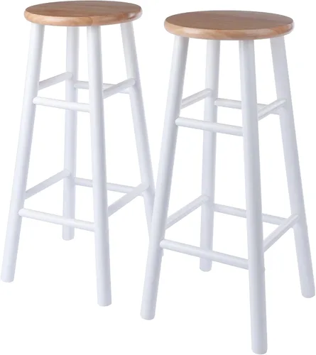 Vista 10 de Winsome Wood Huxton - Juego de 2 taburetes para mostrador, acabado natural natural / blanco