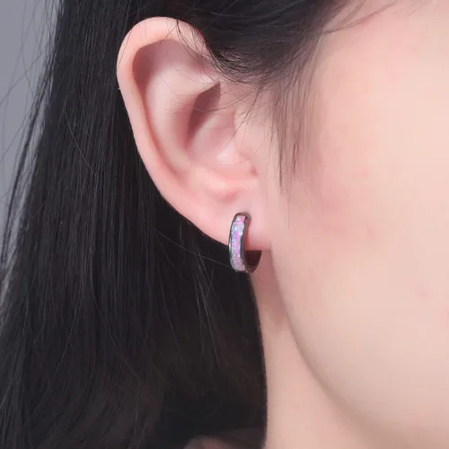 Vista 123 de CiNily Aretes Huggie de ópalo con bisagras, chapados en oro, hipoalergénicos, pequeños aretes de aro para mujeres, adolescentes, niñas, hombres