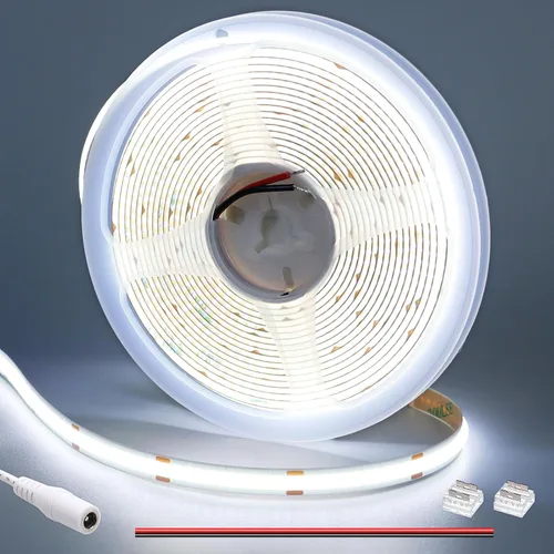 Vista 7 de GOMING Tira de luz LED COB DC de 12 V, blanco cálido, 3000 K, 16.4 pies, 1560 LED, CRI 93+, brillo uniforme, flexible, IP20, no impermeable, cinta