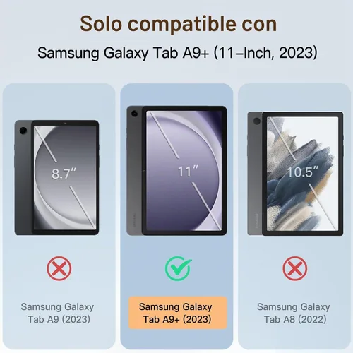 Vista 2 de JETech - Funda para Samsung Galaxy Tab A9 Plus de 11", color negro Diseño trasero translúcido delgado, soporte de tres pliegues, encendido