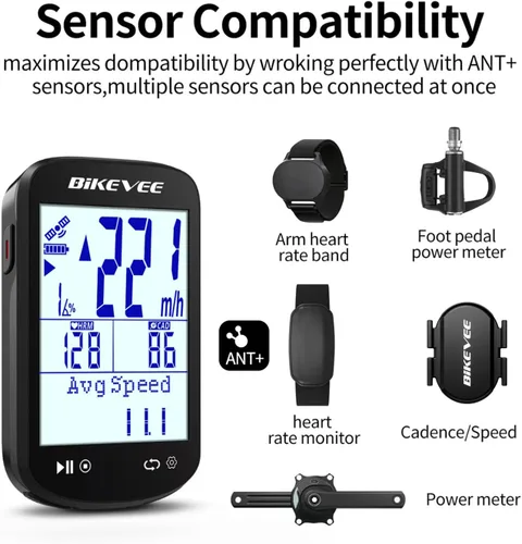 Vista 6 de Paquete GPS inalámbrico para computadora de bicicleta, velocímetro y odómetro, sensor de cadencia, retroiluminación automática y parada automática