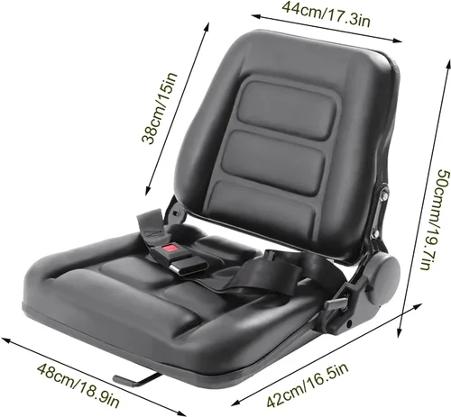 Vista 5 de Asiento de carretilla elevadora ajustable universal con cinturón de seguridad, asiento trasero de tractor de ángulo ajustable para tractor