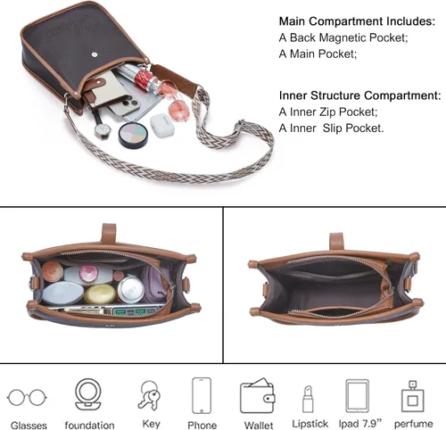 Vista 4 de CLUCI Crossbody Bags For Women Trendy Fashion Shoulder Bag Vegan Leather Purses For Women with Two Strap