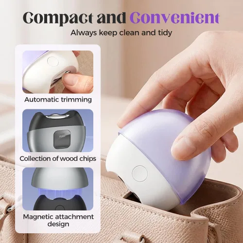 Vista 3 de Cortaúñas eléctrico automático 3 en 1, recortador de uñas con luz y almacenamiento de restos de uñas, cortaúñas eléctrico silencioso para adultos