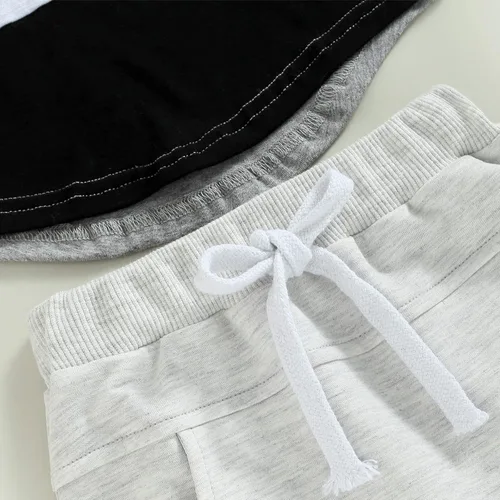Vista 5 de Karesoull Conjunto de ropa de verano para bebé y niña, unisex, con diseño de gofre, color liso, manga corta, con bolsillo, 2