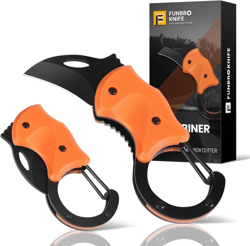Vista 9 de FUNBRO Cuchillo de bolsillo pequeño, cortador de caja fría con hoja afilada de 1.34 pulgadas 1 paquete ámbar