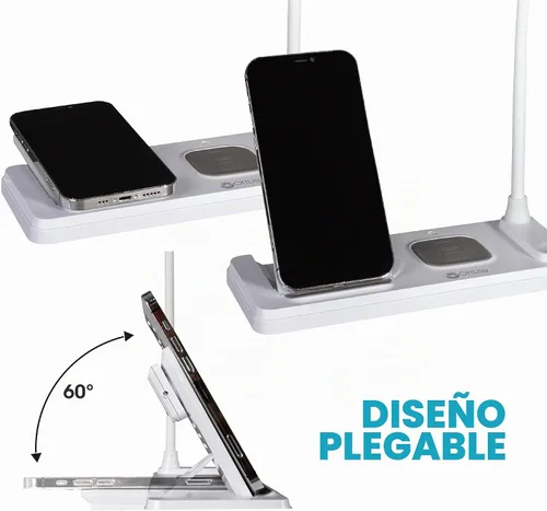 Vista 5 de OttLite Lámpara LED de escritorio con estación de carga multidispositivo, blanco