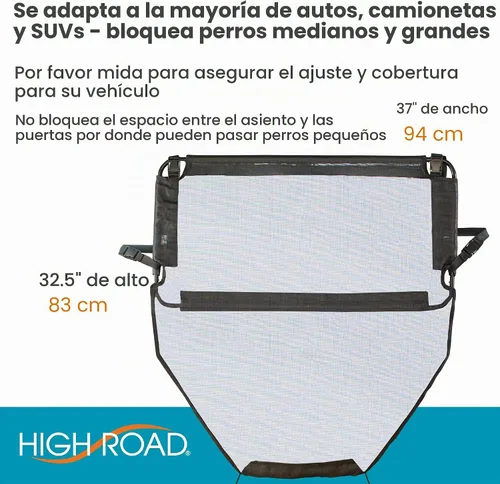 Vista 9 de High Road Barrera para perros de asiento delantero para automóvil, camión