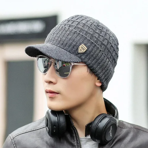 Vista 4 de Hombres Invierno Caliente Baggy Weave Crochet Lana Knit Ski Beanie Caps
