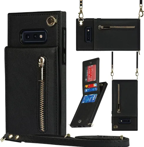 Vista 36 de Funda para teléfono Samsung Galaxy S9 con correa cruzada, tarjetero de cuero, con cordón, ranuras de crédito, cierre magnético, accesorios para Negro