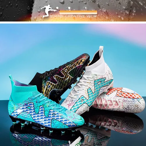 Vista 6 de Timarmtr Zapatos de fútbol para hombre, botas de fútbol para entrenamiento profesional, para interiores y exteriores, zapatillas de deporte de caña