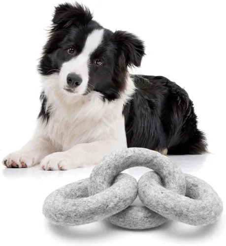 Vista 9 de Glaciart One Hueso masticable de lana de fieltro para perros (3 piezas) Juguete duradero para masticar perros, juguetes masticables para cachorros