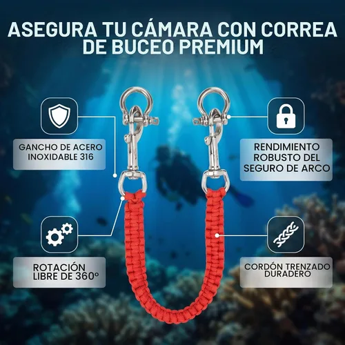 Vista 2 de VGEBY Cordón para cámara de buceo, 360 grados, retráctil, flexible, con rotación subacuática, para buceadores, buceadores, entusiastas